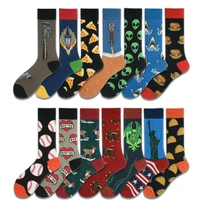 Новинка 2020, весенние мужские носки, забавные, вкусные, с принтом еды, красочные закуски, гамбургер, пицца, счастливые носки, Harajuku, скейт, хлопок, Sokken