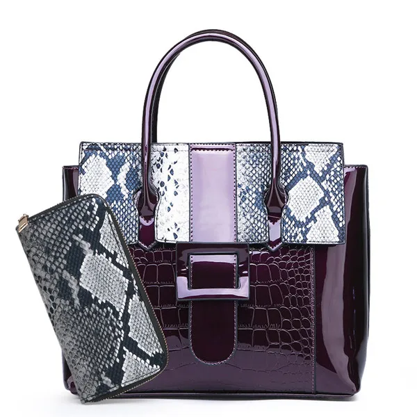 WALLET FOR FREE Brand New Fashion Crocodile pattern Women Shoulder Bags Handbag PU Leather Female Bag Ladies Hand Bags Sac - Цвет: purple
