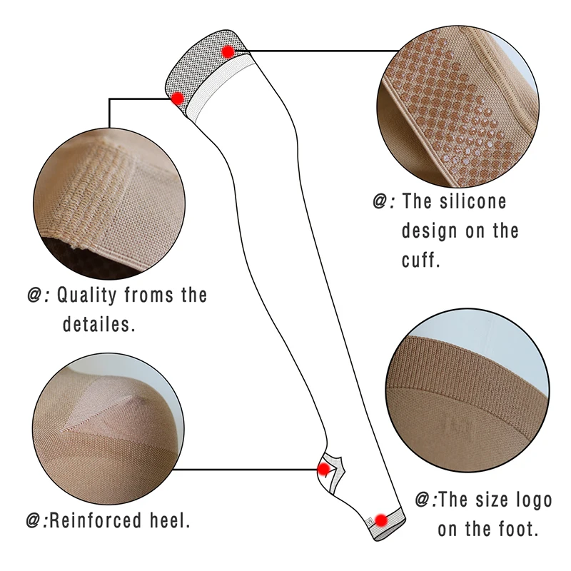 Медицинские компрессионные чулки Findcool с силиконовой лентой для йоги бедра
