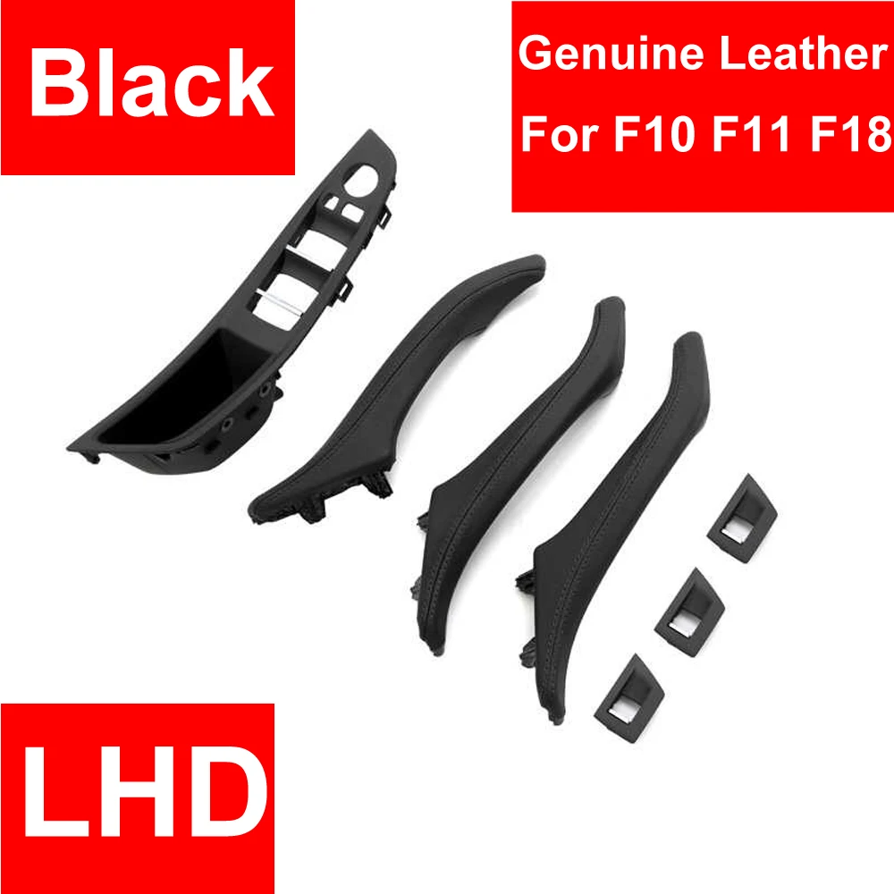 Genuine Leather Left Hand Drive LHD For BMW 5 series F10 F11 F18 Black Car Interior Door Handle Inner Panel Pull Trim Cover Arm Genuine Leather Left Hand Drive LHD For BMW 5 series F10 F11 F18 Black Car Interior Door Handle Inner Panel Pull Trim Cover Arm