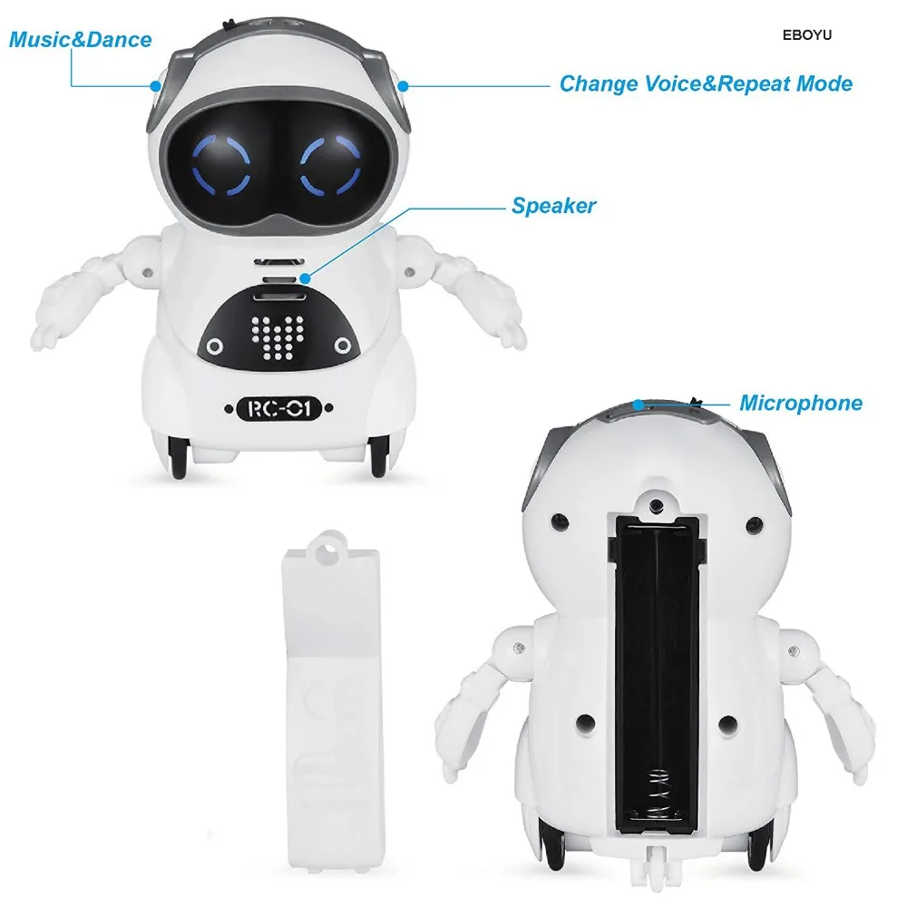 EBOYU RC-01 мини робот Карманный для детей с интерактивным диалог разговор/распознавания голоса/запись чата/пение
