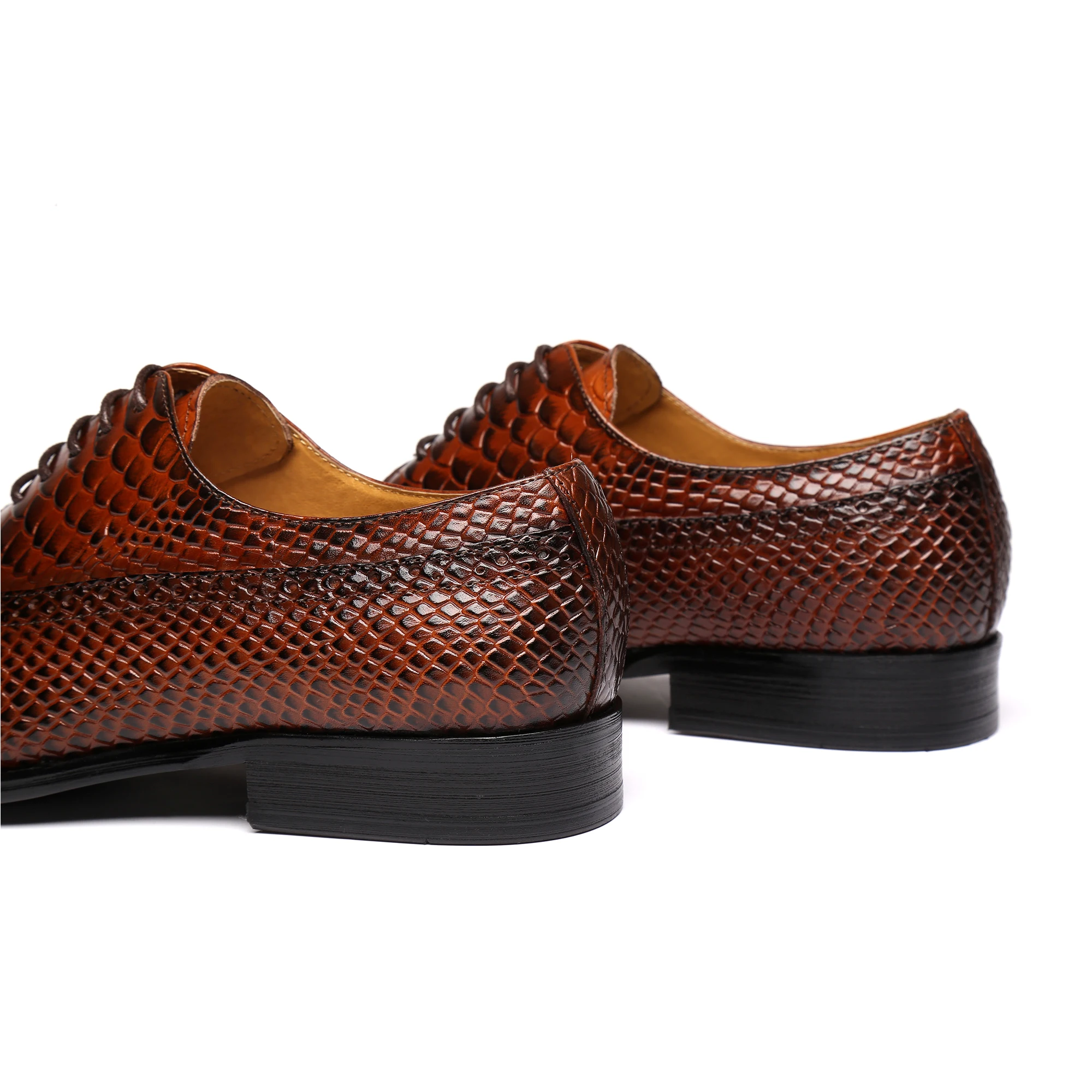 

KARRUCCI Men Leather Shoes Snake Print Men Business Dress Classic Brown Black Lace Up Pointed Toe Shoes For Men Oxford Shoes