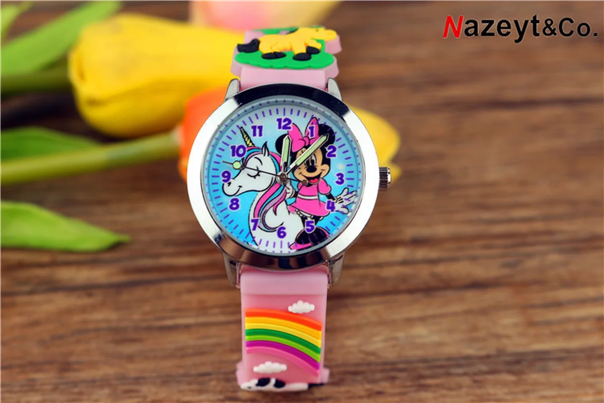 

Cute children cartoon cartoon pony luminous pointer children 3D silica gel jelly quartz watch boys and girls table