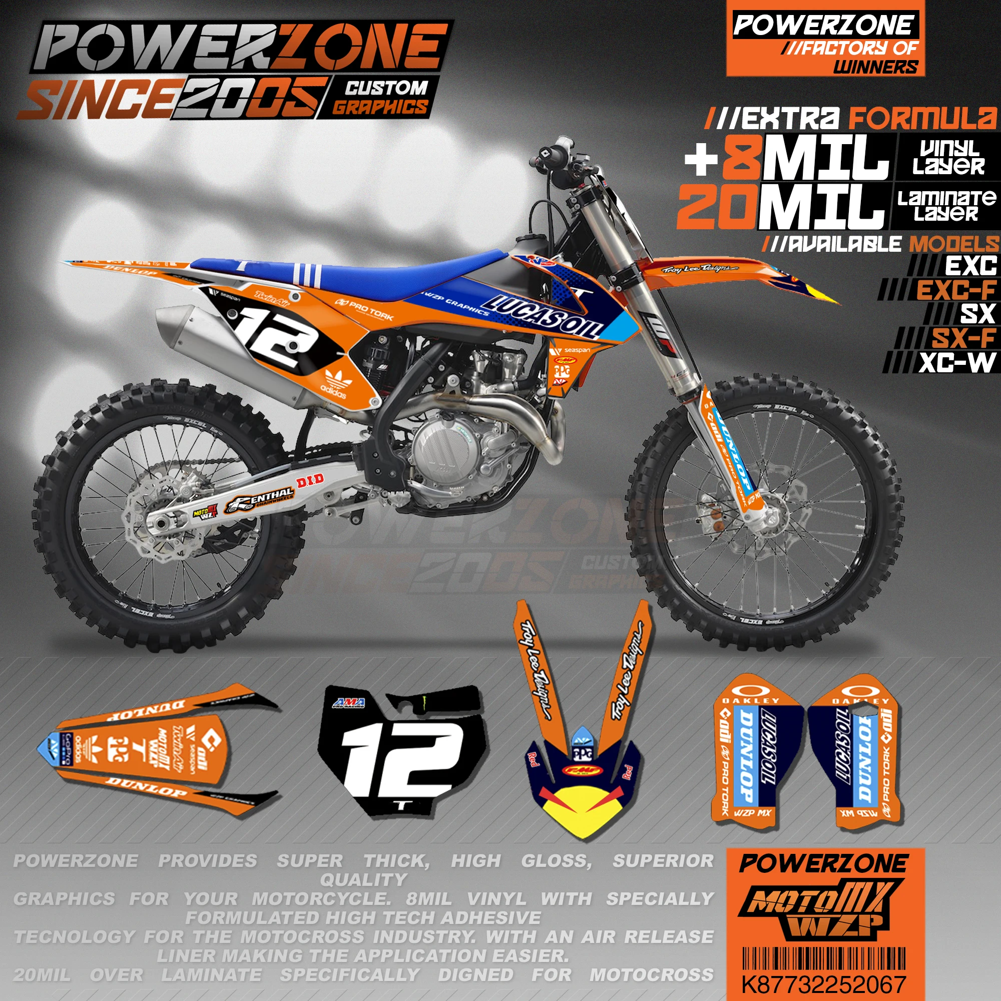 PowerZone пользовательские команды графики фоны наклейки 3m Набор для KTM SXF MX EXC XCW Enduro