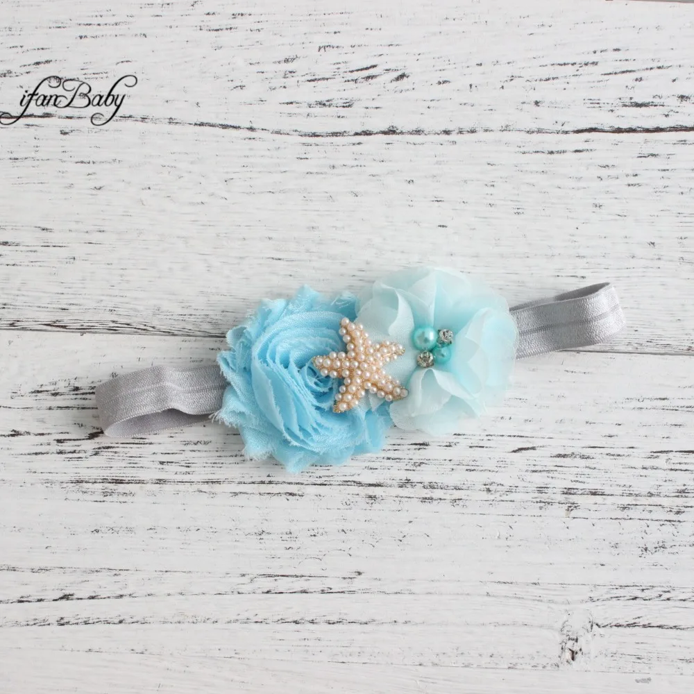 Blue Grey sash belt Beach Flower Sash for Bridal wedding with rhinestone flower headband Maternity female | Аксессуары для одежды