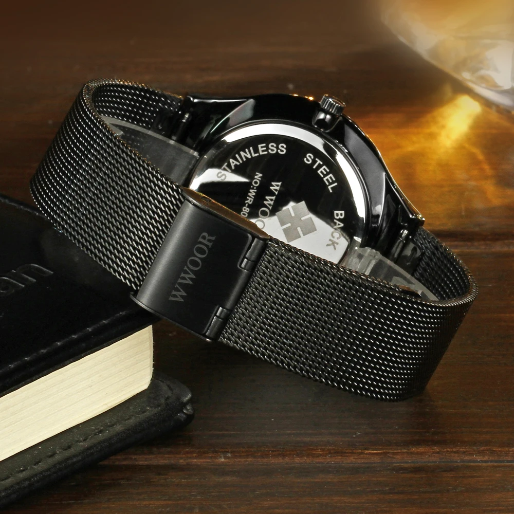 Модные мужские часы WWOOR 2019 Роскошные Кварцевые ведущей марки водонепроницаемые