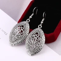 hocole vintage metal silver drop earrings for women 2019 za brincos statement ethnic leaf dangle earring female indian jewelry