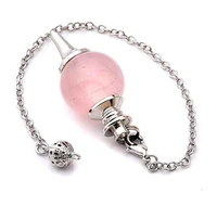 fyjs unique silver plated metal chain natural rose pink quartz round pendant elegant women jewelry
