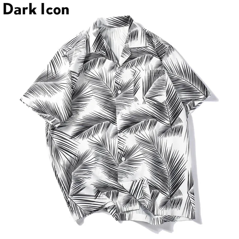Мужская тропическая рубашка Dark Icon летняя пляжная с отложным воротником и