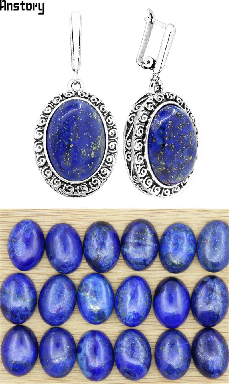 Blue Stone Натуральный Лазурит Серьги Улитка цветок подвеска для Для женщин Винтаж Античная Посеребренная Модные украшения Юбилей подарок - Окраска металла: Blue Stone