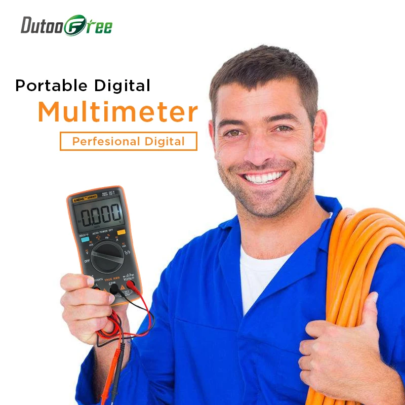 Dutoofree AN8002 Цифровой мультиметр 6000 отсчетов Подсветка AC/DC Амперметр Вольтметр Ом