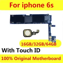 Полная разблокированная материнская плата для iphone 6 S 6 S с/без сенсорного ID, оригинальная материнская плата для iphone 6 S с полными чипами, 16 ГБ 32 г 64 г