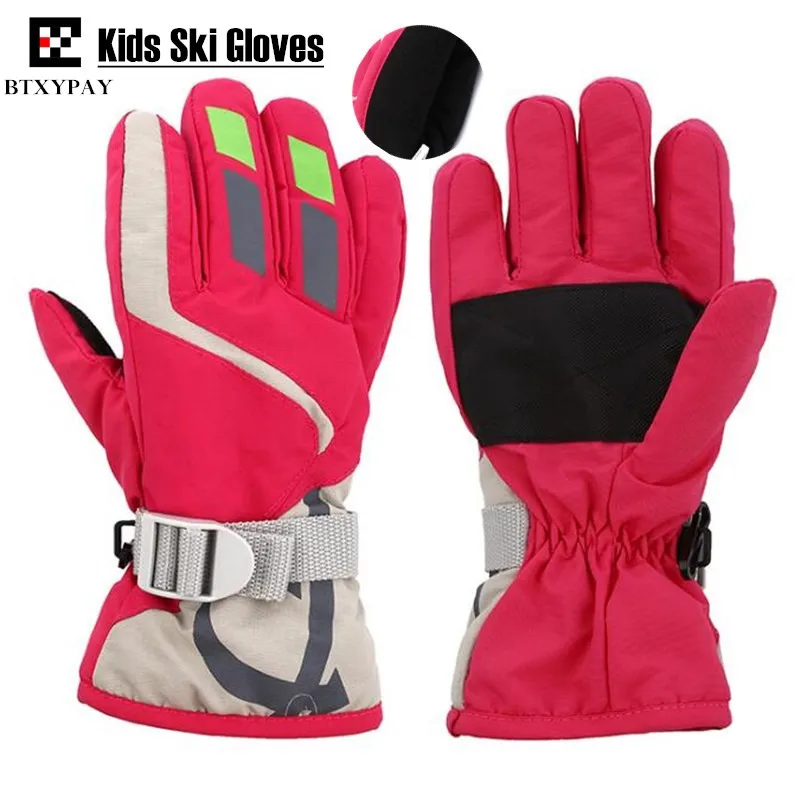 

200p Children Ski Gloves,Winter Plus Velvet Warm Kids Boys&Girls Outdoor Sport Skiing Gloves Waterproof Windproof Gloves,4-10age