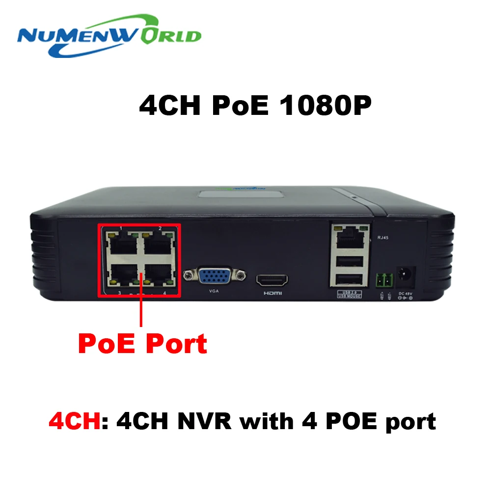 DC48V P2P 4CH POE мини NVR ПРОИЗВОДИТЕЛЬ запись в реальном времени 4CH Поддержка POE ONVIF для POE HD IP камера с 4 независимый POE