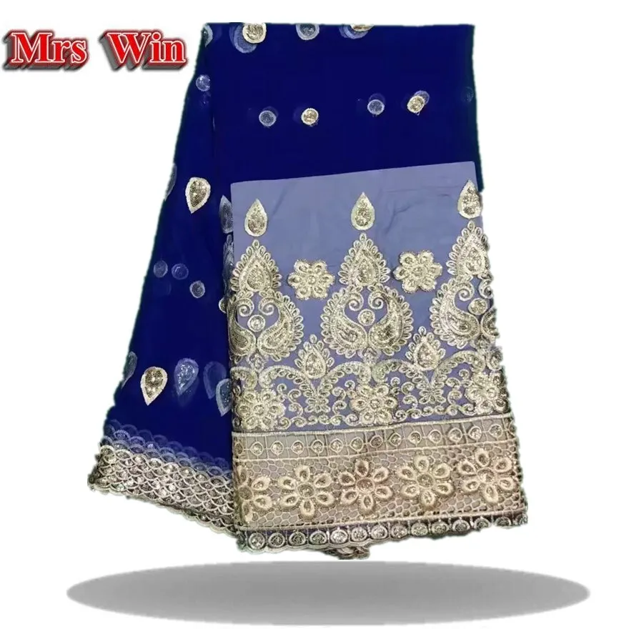 African George fabrics high quality lace sequins and embroidery Swiss for Nigerian wedding dresses | Дом и сад