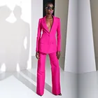 Новинка 2021, строгие брючные костюмы цвета фуксии для свадьбы, женские деловые костюмы, женские брючные костюмы, женский смокинг под заказ