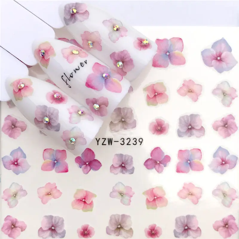 YWK 38 стилей розовая слива/бабочка/Цветок Наклейка для водяного переноса изображения на ноготь наклейки Красота украшения Дизайн DIY Цвет татуировки наконечник - Цвет: YZW-3239