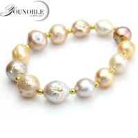 younoble real freshwater baroque pearl bracelet for womenreal natural pearl bracelet jewelry girl mother birthday gift 10 11mm