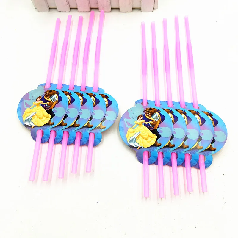 10 шт./лот соломенные вечерние товары для дня рождения детей с рисунком из