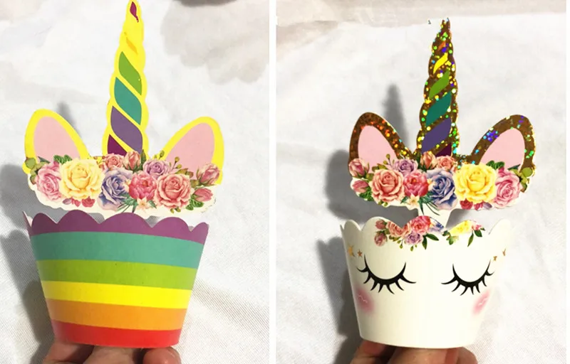 24 шт Babyshower Единорог кекс для вечеринки торт Топпер С Днем Рождения украшения Дети 1-й День рождения девочка/мальчик Единорог день рождения