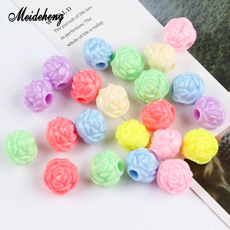 

Plastic Big/Small Hole Beads Light Color Wheel Flower beads for needlework Necklace bracelets women accessories Children's Toys