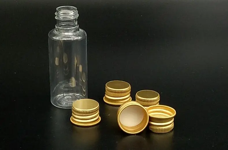 Бутылка для образцов с золотистой алюминиевой крышкой пустая банка