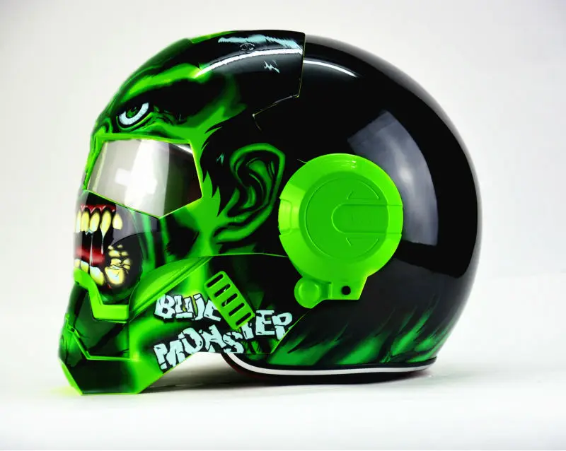 Free shipping Top ABS Moto biker Helmet MASEI Iron Man personality special fashion half open face motocross helmet green | Автомобили и