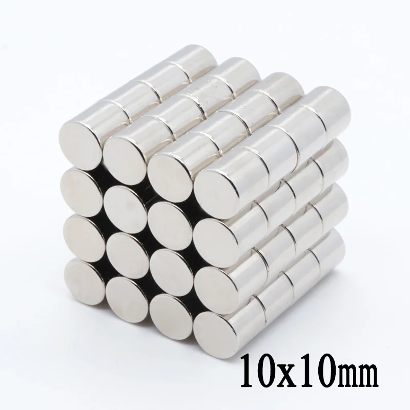 50 шт. 10x10mm Неодимовый магнит 10 мм * Сильный редкоземельных s 10*10 Постоянный Круглый