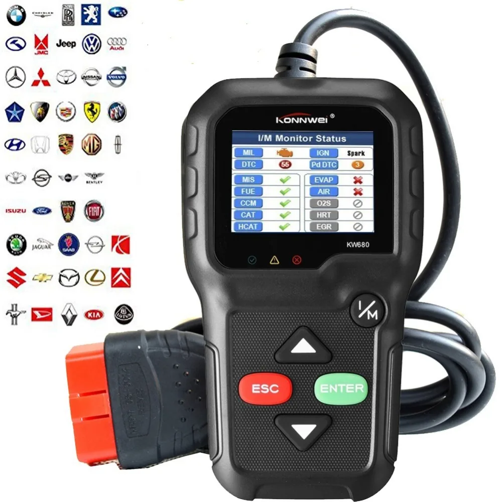 Профессиональный OBD2 сканер KW680 автомобильный диагностический инструмент