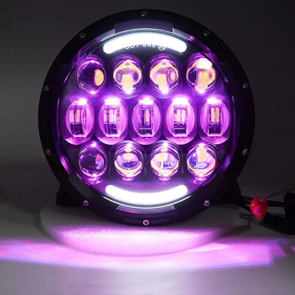 105 Вт 7 дюймов светодиодные фары Ангельские Глазки RGB Hi/Lo луч сигнала поворота DRL