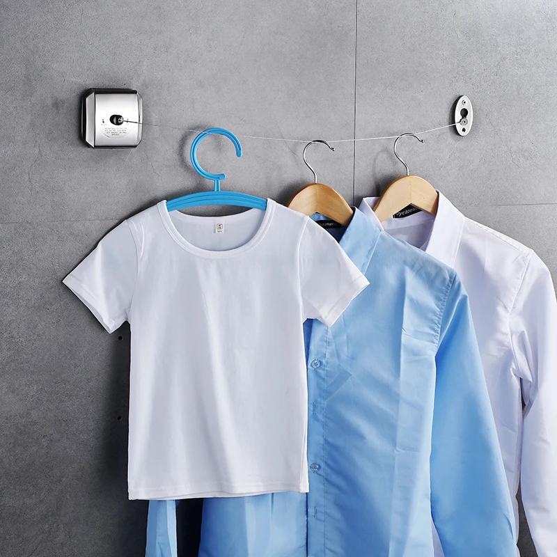 Portable Stainless Steel Retractable Clothesline Indoor Outdoor Laundry Hanger Clothes Dryer Organiser Clothes Drying Rack Rope