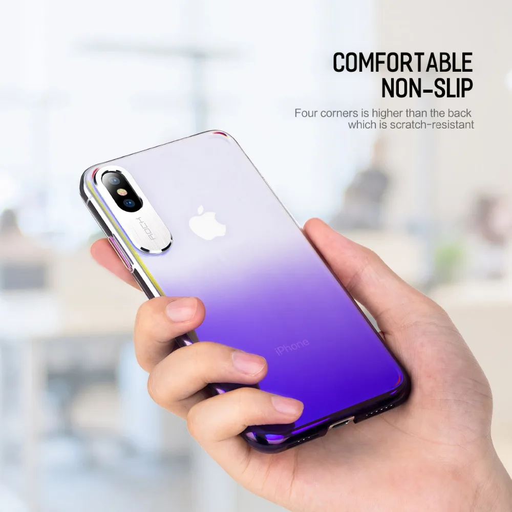 Градиентный чехол ROCK для Apple iphone X XS Max XR, роскошный тонкий прозрачный защитный чехол для iphone XR XS, прозрачный чехол