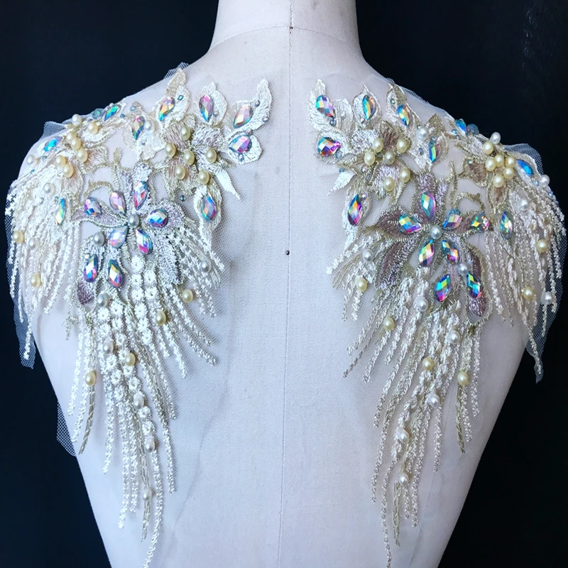 2 шт. декоративная аппликация из бисера и кружева|Кружево| |