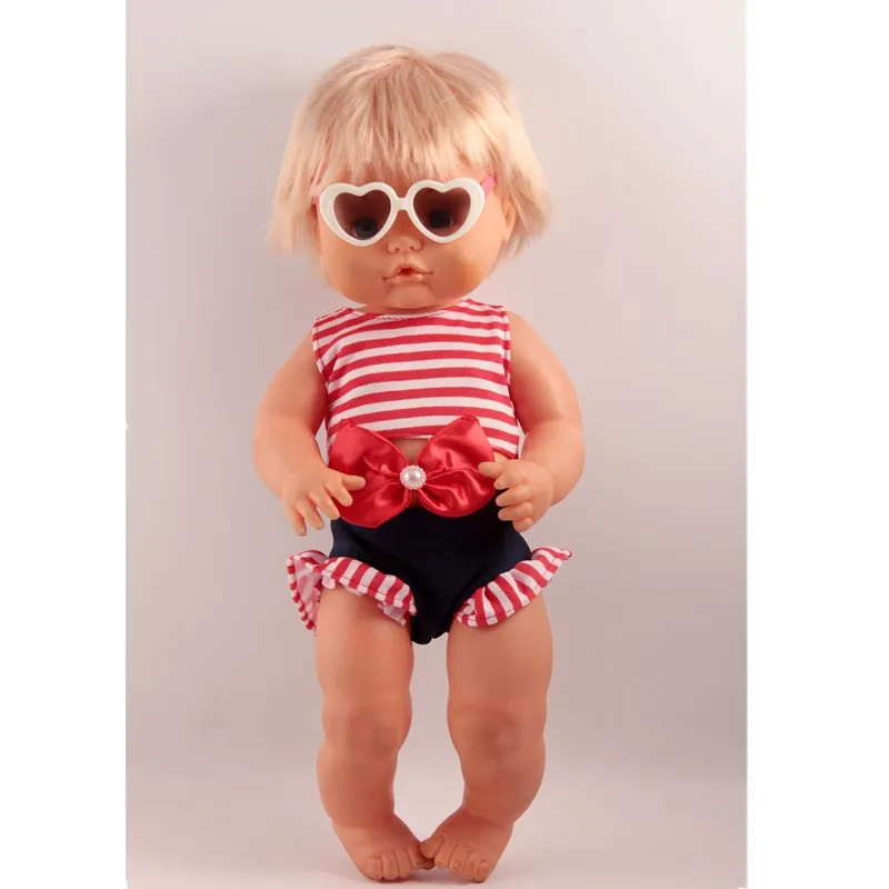 Купальники для кукол 41 см Nenuco Doll y su Hermanita бикини со шляпой синие гуглы комплекты 16