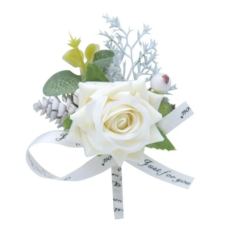 

Men Corsage Groom Brooch Flowers Boutonniere Pin Bridal Corsages Bridesmaid Wedding Flower Accessories