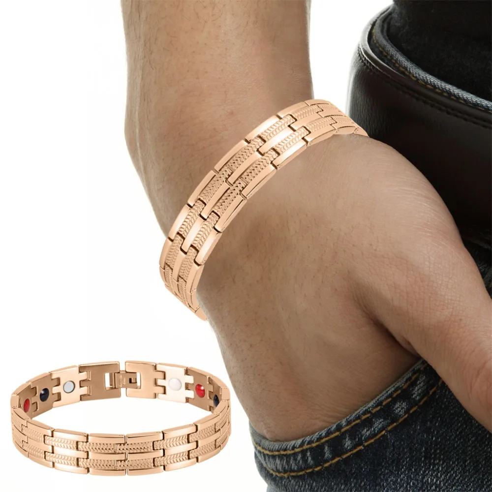 Rainso Fashion Stainless Steel Bracelets For Man Health Healing Magnetic Bangle Frosted 4 Elements Function Jewelry Plating 2023