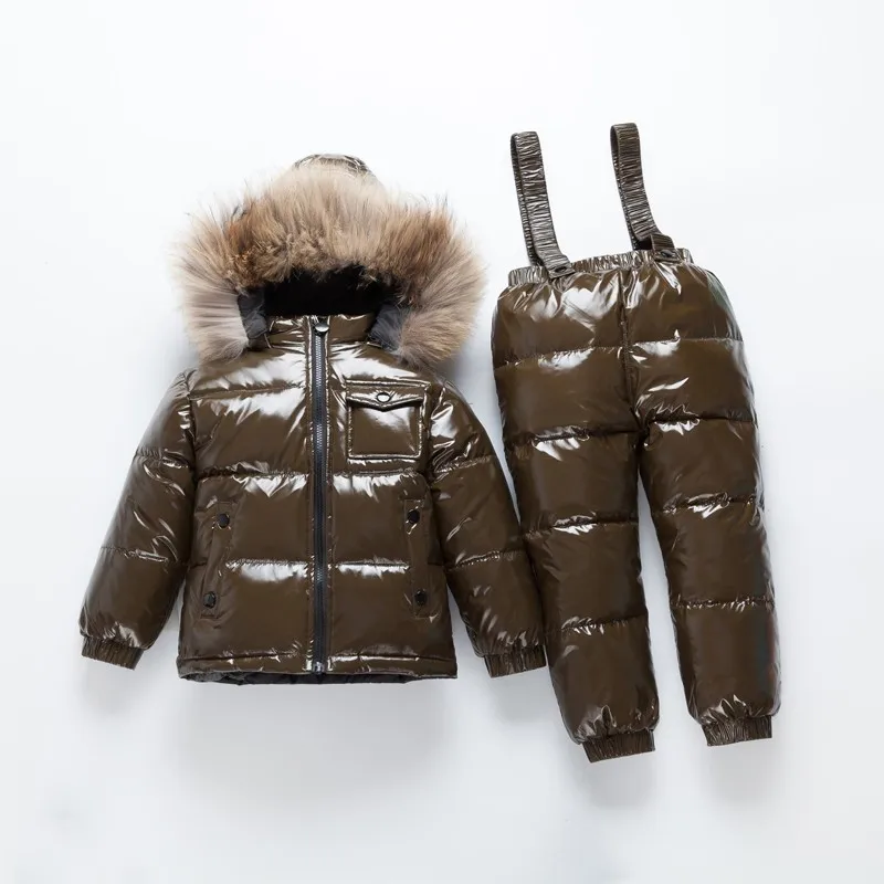 -30 Degrees Winter Ski Jumpsuit Children Clothing sets Boys baby girl clothes Kids Snow Wear Jackets coats Bib pants Waterproof | Детская