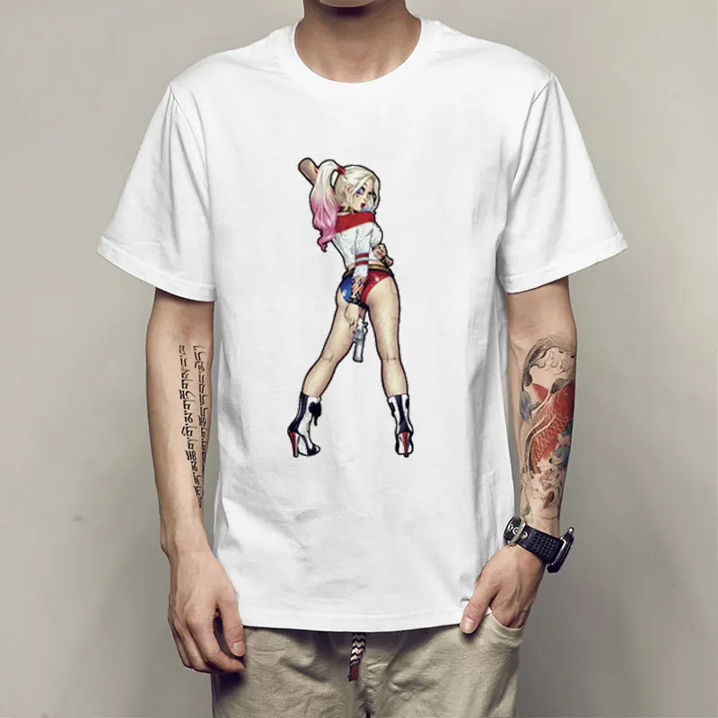 CostumeBuy сексуальная девушка Quinn костюм футболка шорты Бэтмен Джокер Отряд Самоубийц мужские Модальные футболки хип-хоп футболки одежда - Цвет: C
