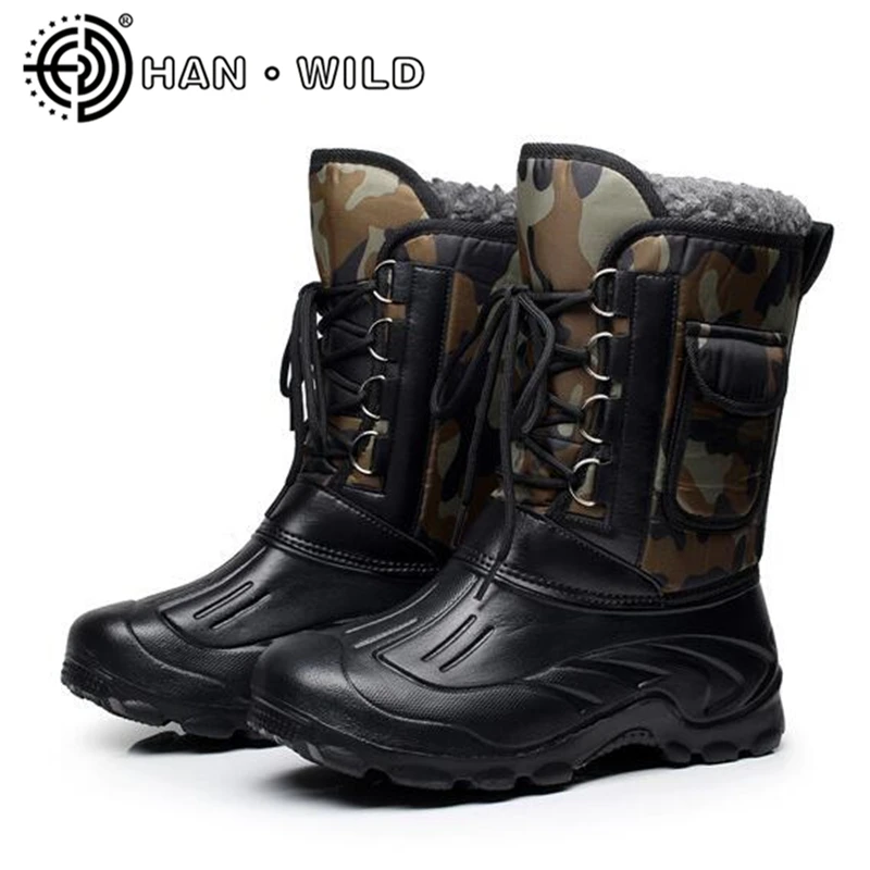 Мужские зимние ботинки для снега Рабочая обувь на платформе до середины икры