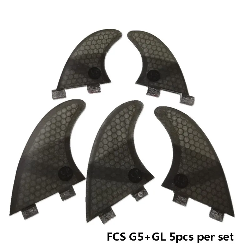 Серфинг 5 шт. FCS плавники G5 с GL сотовый плавник стекловолокно + Зеленый Черный