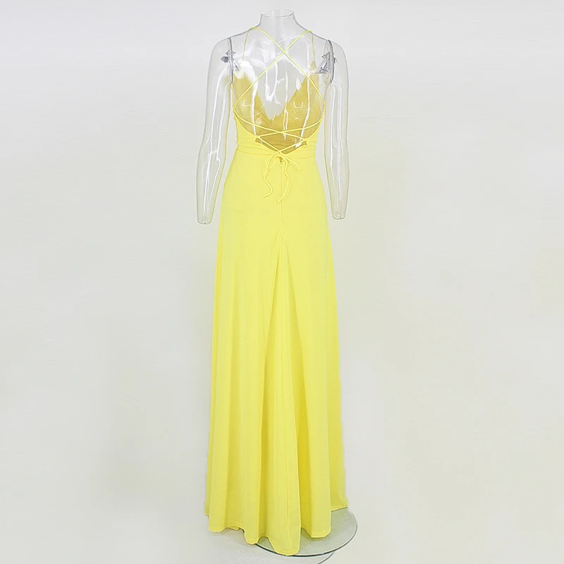 DRESSMECB, сексуальное летнее платье с оборками, женское платье с высокой талией и глубоким v-образным вырезом, платья с открытой спиной на бретелях, однотонное платье, Vestidos Verano