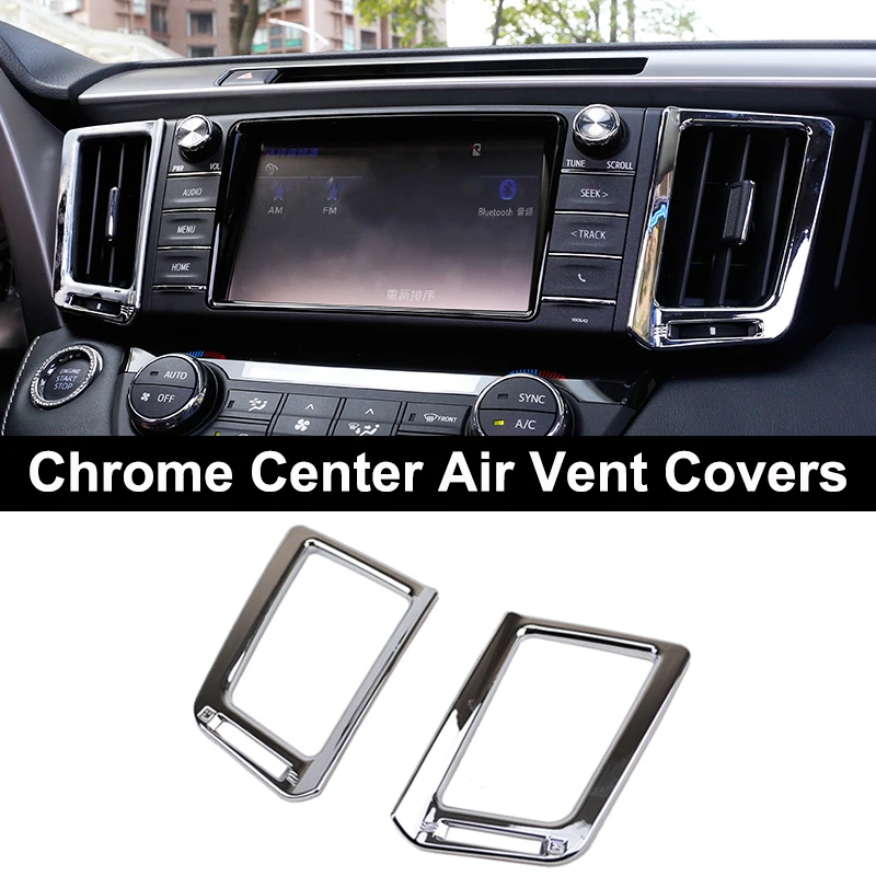 center airvent cover Для Toyota RAV4 2013 Хромированная ручка для межкомнатной двери вентиляционное отверстие переключатель переменного тока крышка отделка украшение автомобиля Стайлинг - Цвет: center airvent cover