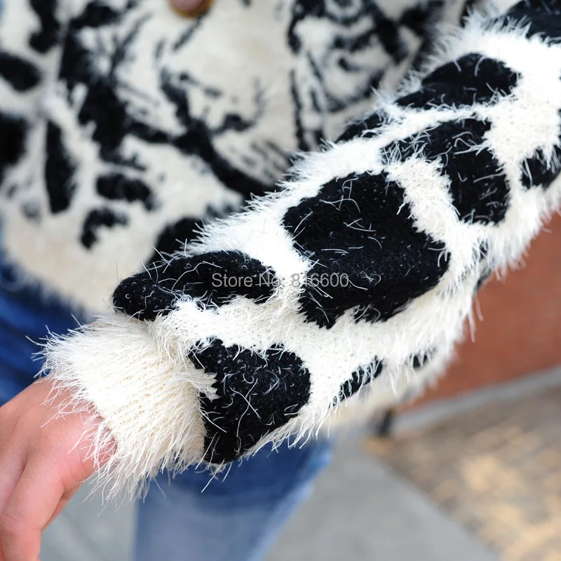 New pullover sweater plush mohair thickened outer leopard tiger | Женская одежда