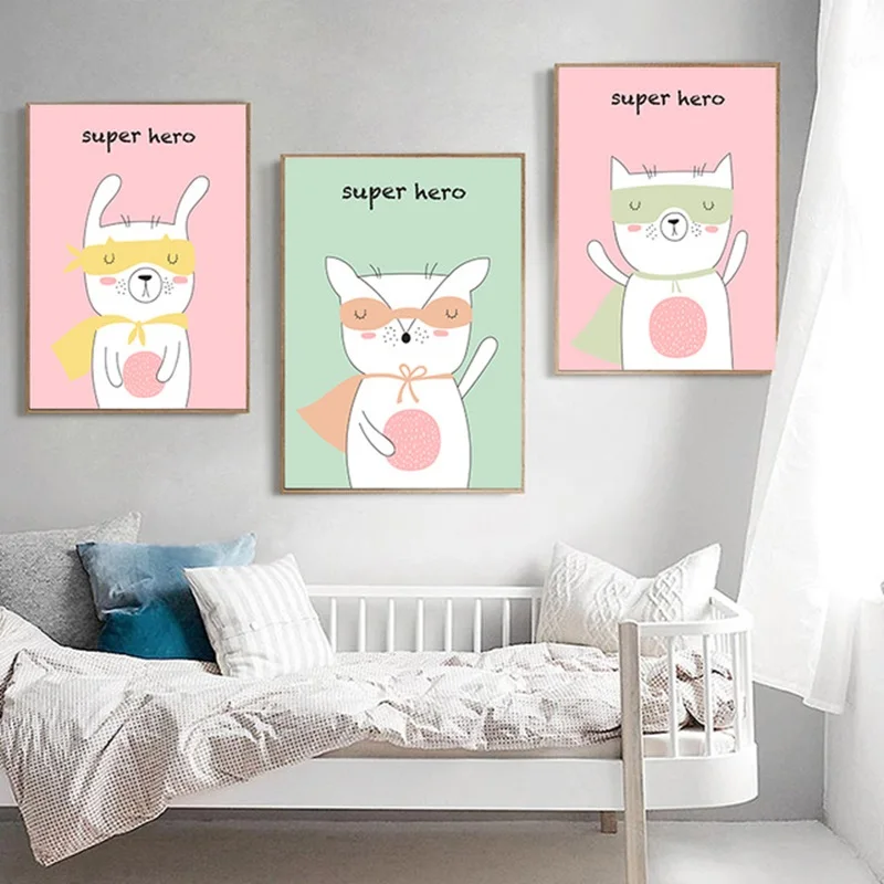 

Simple Kawaii Cute Pink Pig Canvas Painting Nordic Cartoon Animals Posters and Prints Children's Room Decoration Wall Artwork