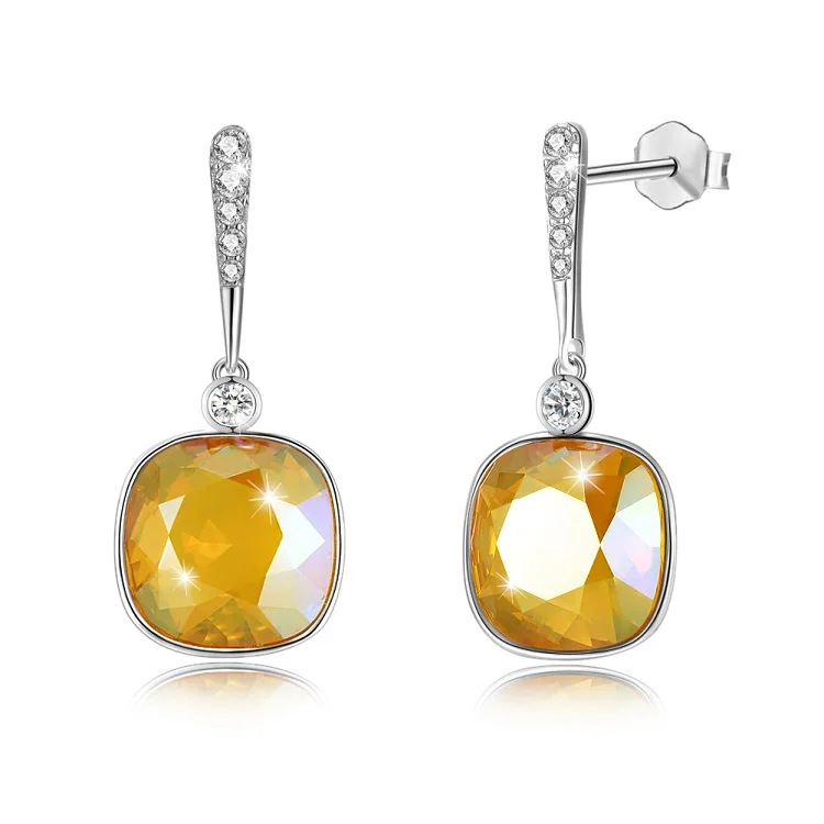 LEKANI кристаллы от Swarovski кошка жемчужные серьги 925 женские серьги ювелирные изделия Элегантный шик простой Brincos 11 цветов подарок