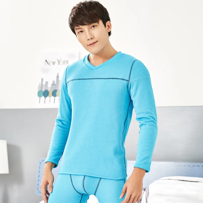 Зимние мужские кальсоны из хлопка с добавлением шерсти одноцветные термобелье