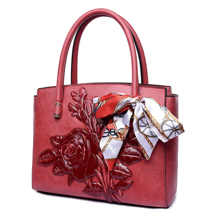 Женская сумка с вышивкой в китайском национальном стиле кожаная красная через