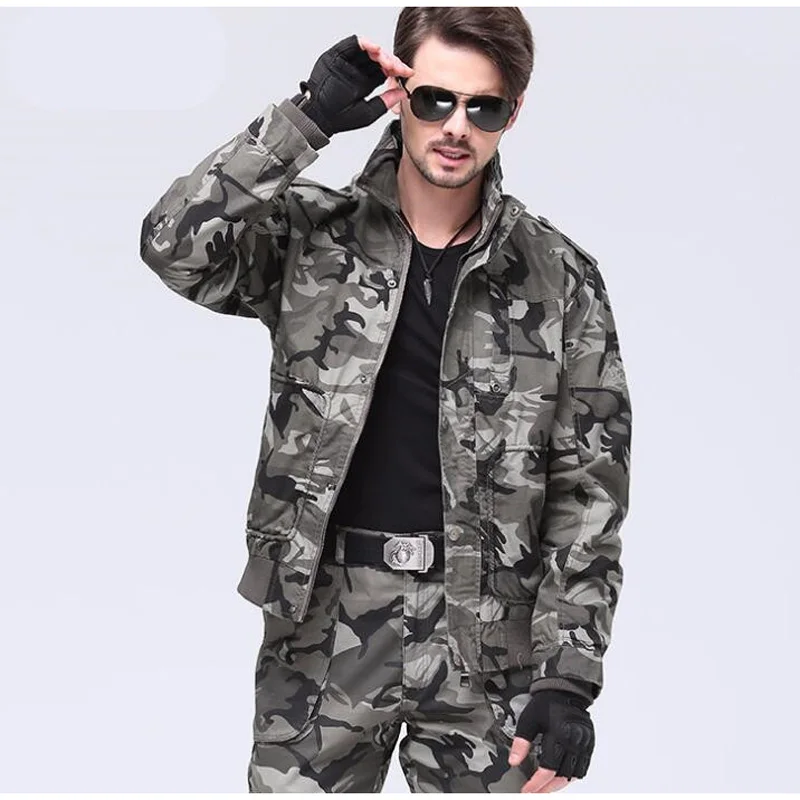 

Fashion Military Jacket Men Clothes Army Green Camouflage Outerwear Cotton Coats Jackets