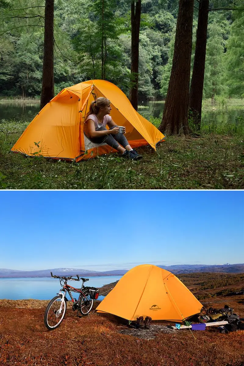 NatureHike 1-2 человек двойной слой Сверхлегкий Палатка для пикника на открытом воздухе 3 сезона водонепроницаемый тент Кемпинг 20D силиконовая палатка NH18A180-D