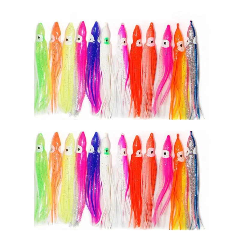 5pcs 10cm Soft Plastic Octopus Fishing Lures For Jigs Mixed Color Silicone Squid Skirts Artificial Jigging Bait | Спорт и